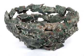 Green Patinated Lost Wax Metal Bowl