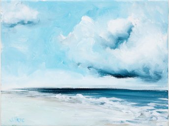 Oil On Canvas Shoreline Painting By J. Frye