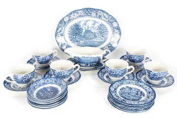 Liberty Blue Historic Colonial Scene Ironstone Dishes