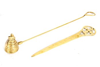 Vintage Brass Letter Opener & Candle Snuffer