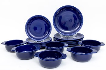 Vintage Chantal Handcrafted Royal Blue Table Service For Six