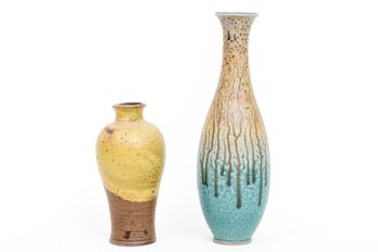 Studio Art Pottery Stoneware Salt-Glazed Vases