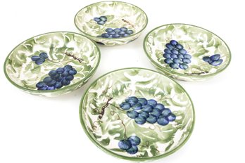 Four Ceramiche Bianconi Pietro Ceramic Bowls With Grape Motif