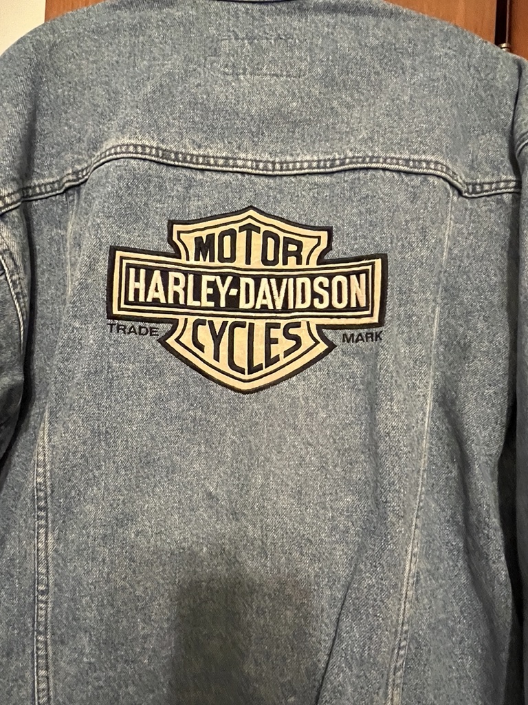Authentic Mens Harley Davidson Denim Jacket, With Leather Logo, Size ...