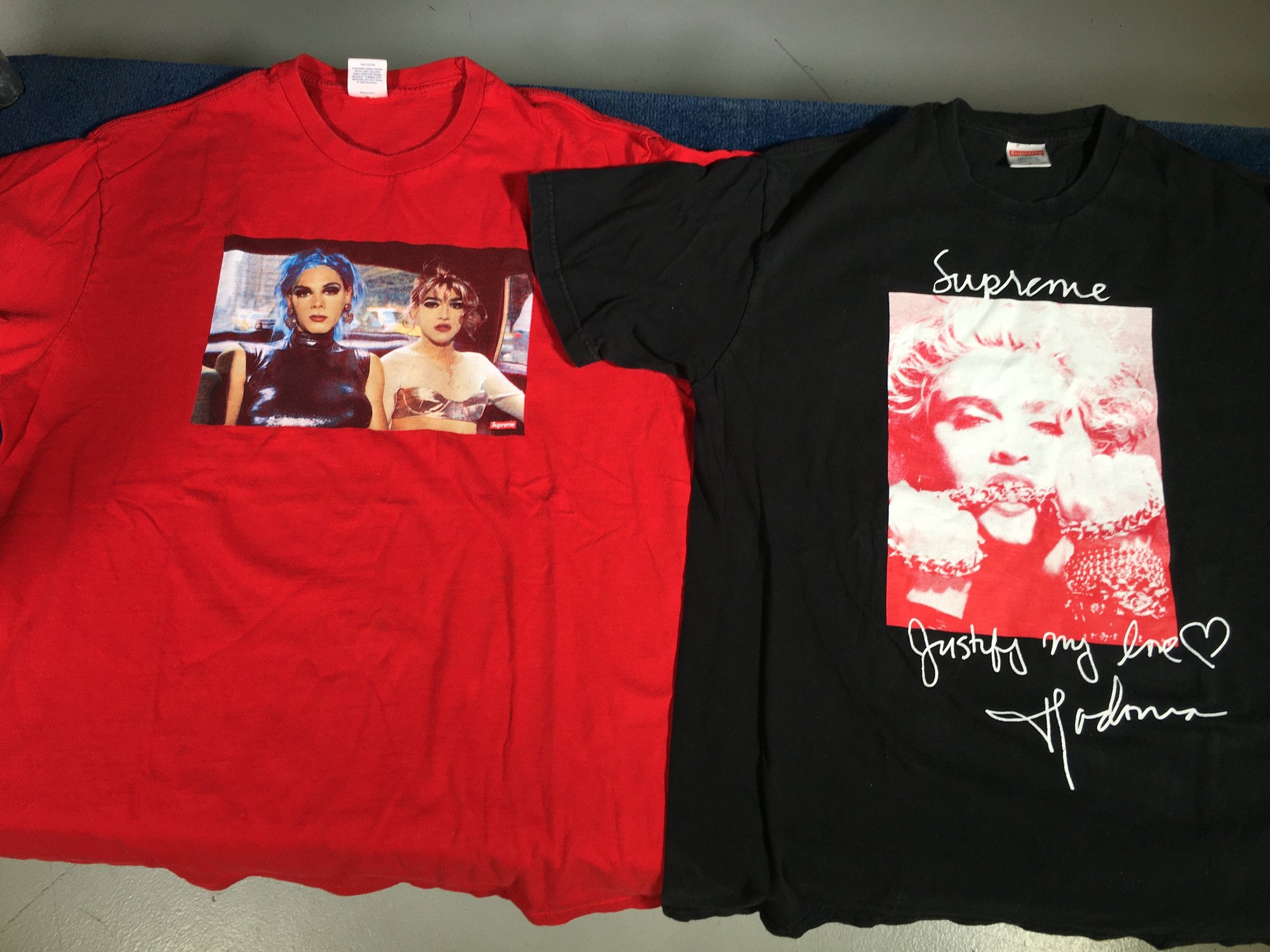 Two Fantastic SUPREME T Shirts - Madonna - Justify My Love - Size M And Two  Girls Size L - Nice Shirts ! #1417566 | Auctionninja.com