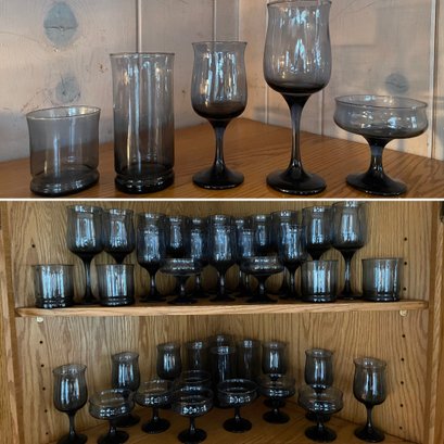 Slate Blue Glassware - 40 Pieces