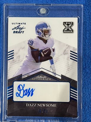 2022 Ultimate Leaf Draft  Dazz Newsome Blue Parallel Autographed Rookie Card #BA-DN1 Numbered 10/35