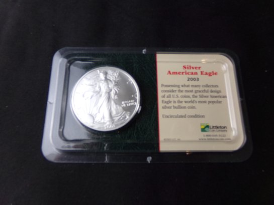 2003 American Eagle In Enclosed Littleton Plastic Holder  (90 Silver)