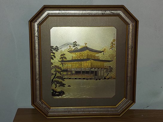 Framed Ancient Art Of Chokin Kinkakuji Temple #127