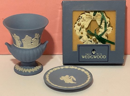 Trio Wedgwood Blue & White Jasperware.
