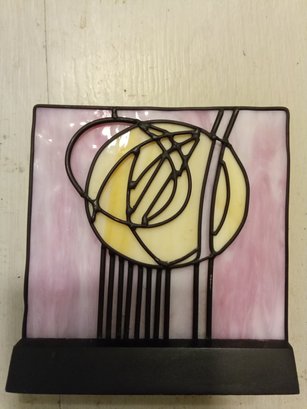 After CHARLES RENNIE MACKINTOSH STAINED  GLASS SCULPTURE