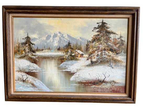 Herb Parnall (New Zealand, 20th C.) Original Oil On Canvas Landscape Painting, 43' X 31'
