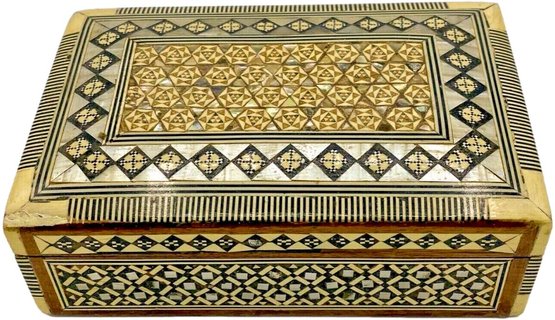 Vintage Bone Inlay Moorish Style Jewelry Box