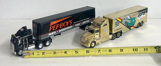 Lot 4 Of 2 Tractor Trailer Trucks - Pep Boys By Liberty Classics & Ken Schrader  By Racing Champions