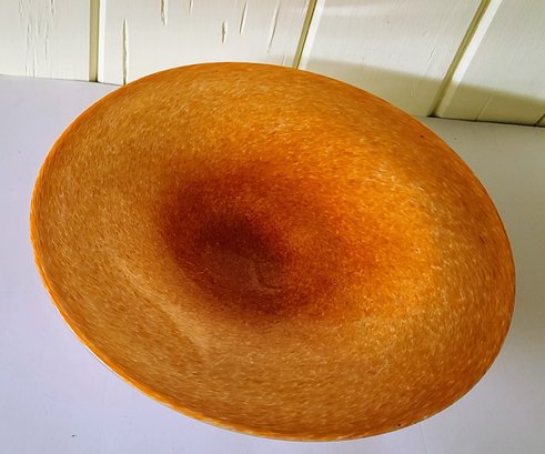 Orange/white Speckled Art Glass Bowl 13' Diameter With White Bottom