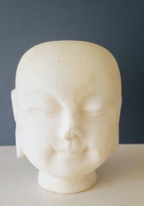 Vintage Hand Carved Alabaster Stone Asian Buddha Head