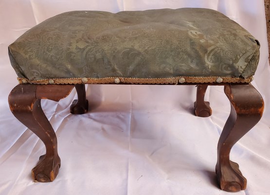 Early Foot Stool Upholstered Needs Work But Still Nice