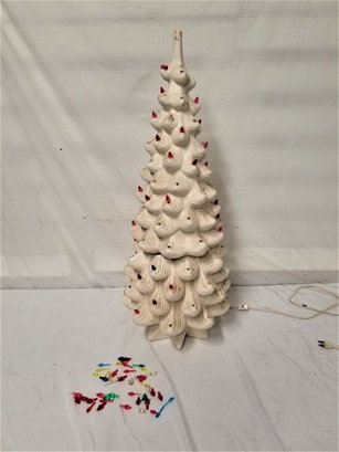 Vintage Three Piece 32'h Ceramic White Christmas Tree