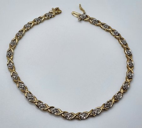 Vintage 10k Yellow Gold Bracelet With Diamonds