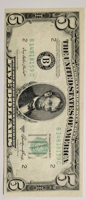 Series Of 1950 $5.00 Bill Geart Shape