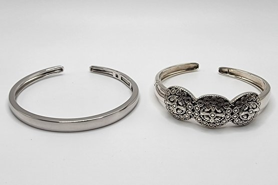 Pair Of Heavy Sterling Silver Cuff Bracelets