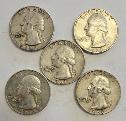 (5) 1961 SILVER Quarters