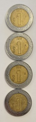 (4) $1.00 Mexican Peso's Estados Unidos Mexicanos (2) 2014 (2)2015
