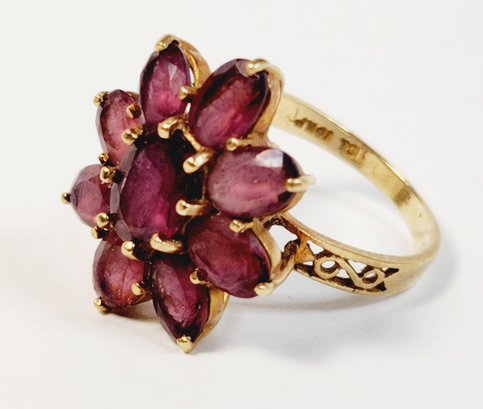 Vintage 10k Yellow Gold Purple Stone Vintage Flower Ring