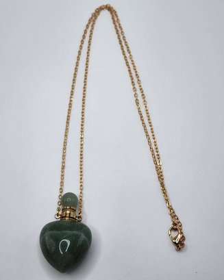 Green Aventurine Perfume Necklace In Gold Tone