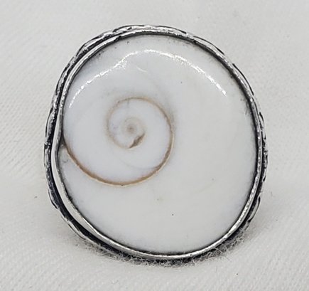 Silver Plated Size 8 Shiva Eye Shell Ring 5/8 Round