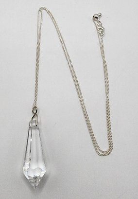 Large Clear Swarovski Pendant With Adjustable Sterling Chain