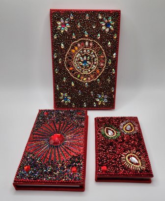 Set Of 3 Red Bedazzled Notepads