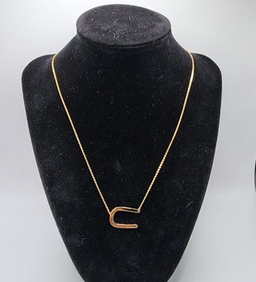 Yellow Gold Over Sterling Letter U Necklace