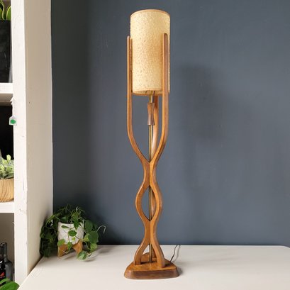 Tall 60s Solid Sculpted Walnut Table Lamp