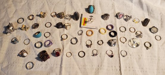 Great Vintage Lot Of 53 Costume Jewelry Rings