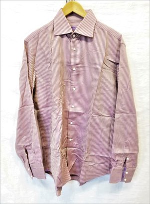 Men's Duncan Quinn London Striped Button Down Dress Shirt Made In Italy Size 16.5
