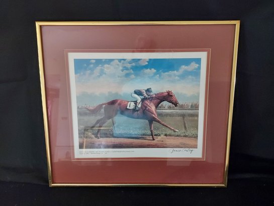 Man O' War Winning The Travers Stakes, A. Schuttinger Up  Signed By Jenness Cortez