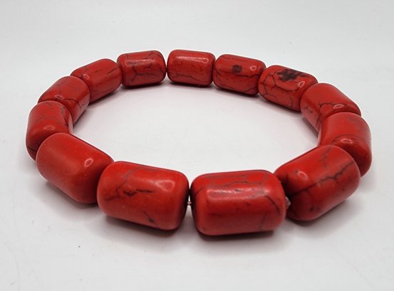 Red Howlite Stretch Bracelet