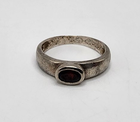 Vintage Sterling Silver Ring With Red Stone