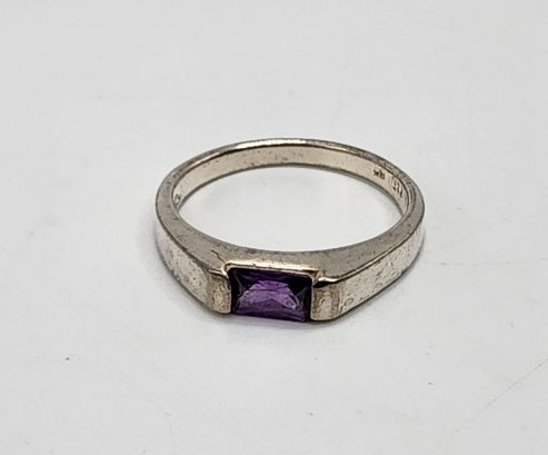 Vintage Sterling Silver Ring With Purple Stone