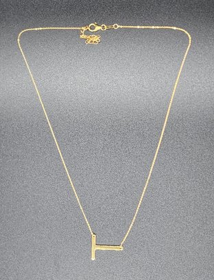 Yellow Gold Over Sterling Initial T Necklace