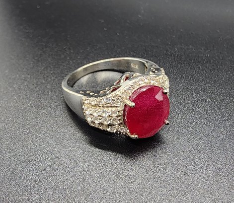 Red Ruby (FF), Zircon Ring In Platinum Over Sterling
