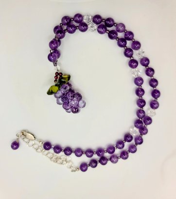 Amethyst With Grape Crystals And Garnet Stones Plus Emerald Crystal Leaves