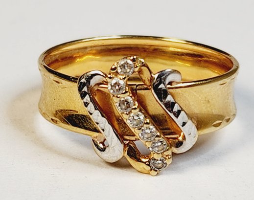 Unique 700 European Fine Yellow And White  Gold Diamond Ring