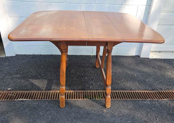 Sturdy Wooden Drop Leaf Table, Top Could Be Refinished