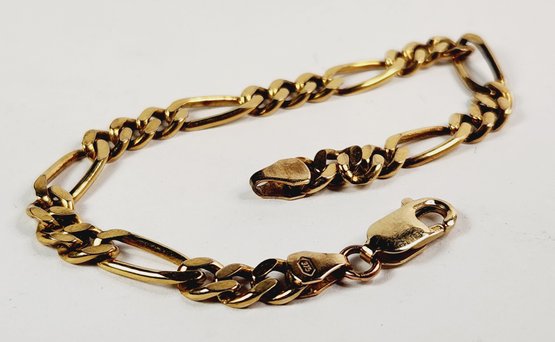 Vintage 14k Yellow Gold  Italian Figaro Link Bracelet