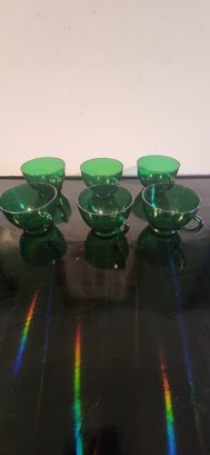 Vintage Green Glass Coffee Cups