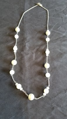 Silver And White Necklace