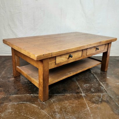 Large Two Drawer Solid Wood Coffee Table