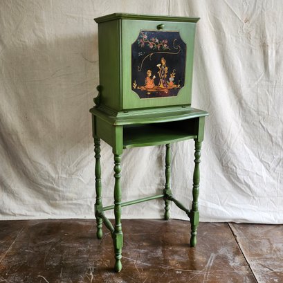 Painted Green Stand With Pull Down Door